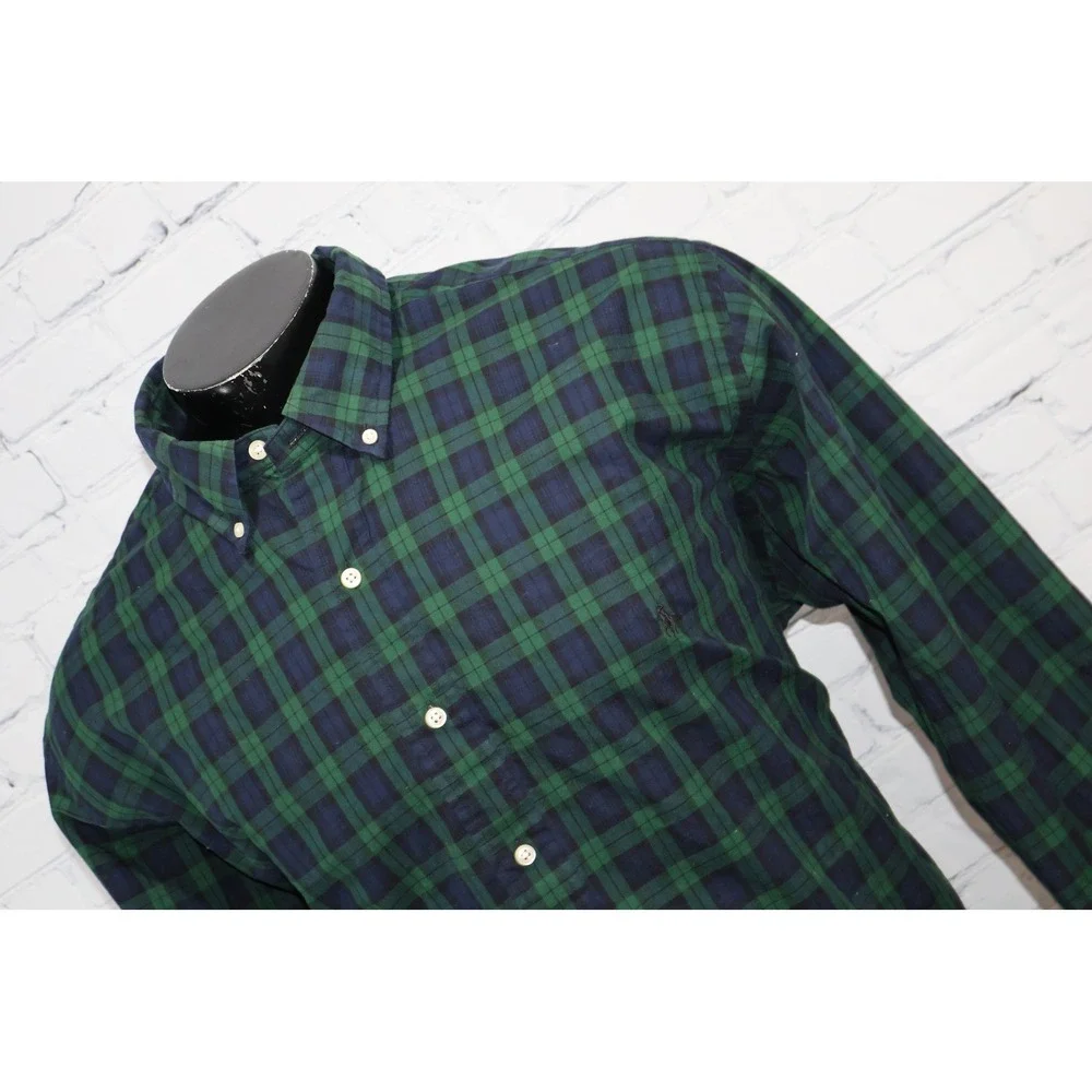 Polo Ralph Lauren Button Down Shirt Mens 2XB BIG Green Blue Blackwatch Plaid